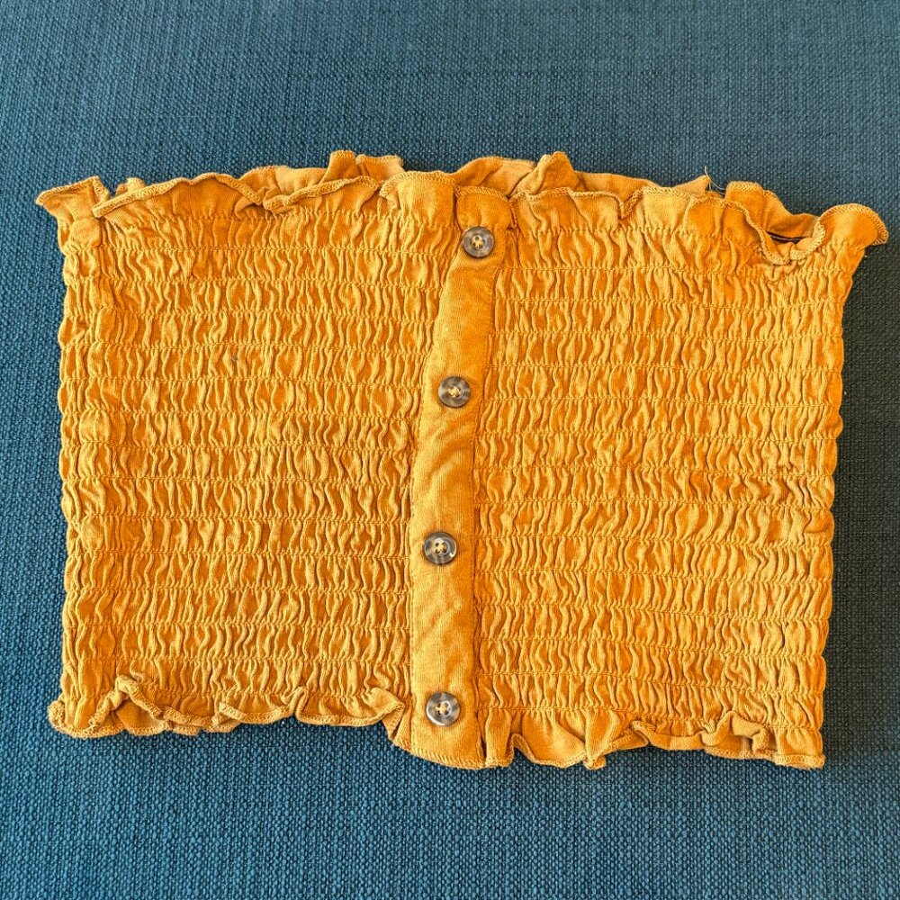 Brave Soul LONDON Ladies Mustard Gold smocked Bandeau Tube Top | size small